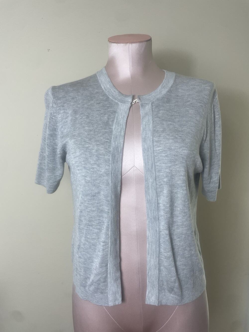 Banana Republic NWT Women Short Sleeve Bolero Cardigan Lt Gray S Preppy Academia
